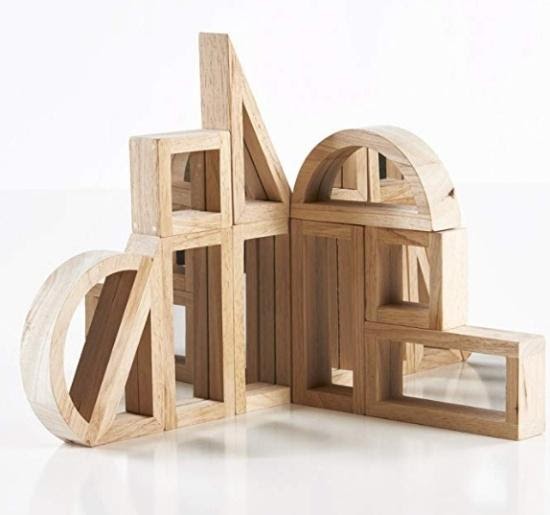 Mirror Blocks (24 pcs) Wooden Reflective Mirror Blocks by Sensory Play Co